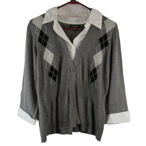 Notations grey mock layer sweater
